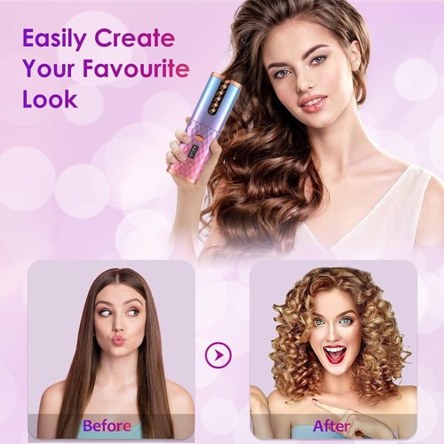 Rotating Curling Iron 1" Cordless Automatic Curling Iron with Ceramic Curling.. - Picture 5 of 8