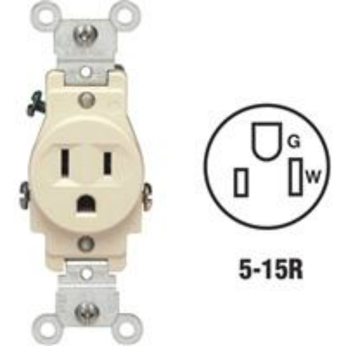Leviton 5015-ISP 15A Narrow Body Single Receptacle Power Outlet Grounding  - Picture 1 of 1