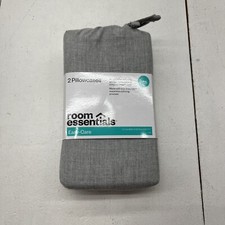 Room Essentials Solid Color Light Gray Pillowcase Set King Size NEW