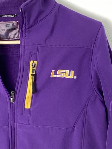 LSU Tigers Youth Large Soft Shell Purple Pockets Full Zip Jacket - Picture 3 of 9