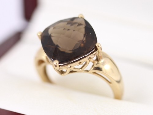 Smoky Quartz Ring 9ct Gold Ladies Stunning Size O 375 4g AG44 - Picture 3 of 4