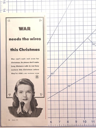 Sistema Telefónico Campana Operador Guerra Necesita Cables Navidad Vintage Publicidad Impreso 1943 - Imagen 2 de 4
