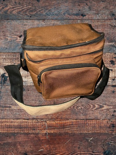 Vtg Large Brown Sherpa Dura-Puff Poly Fiberfill Camera Bag W/Shoulder Strap - Picture 3 of 5