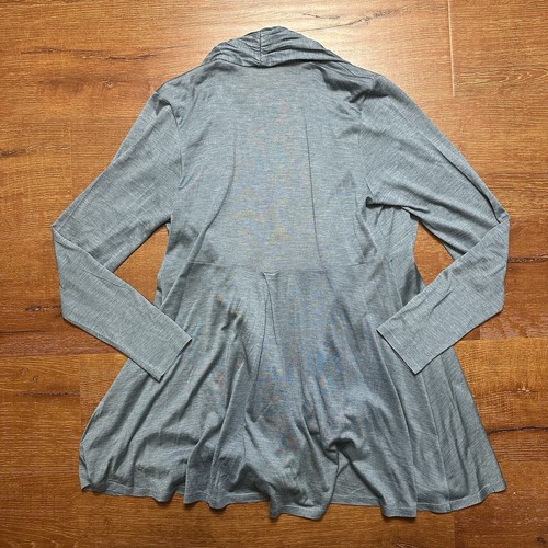 Eileen Fisher Shawl Cardigan M Blue Gray Silk Open Lightweight Minimal Luxury - Picture 2 of 10
