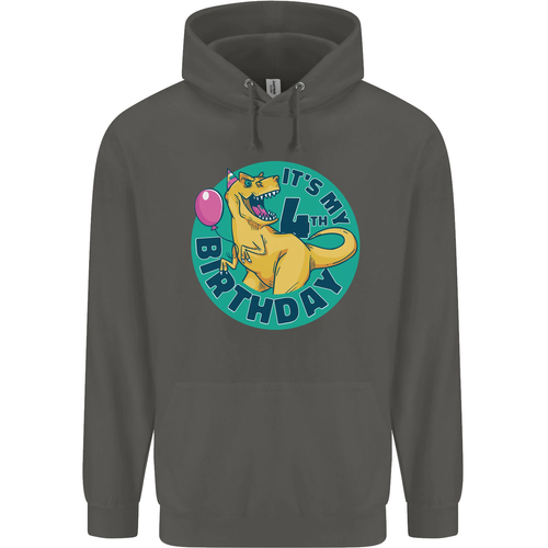 4th Birthday Dinosaur T-Rex 4 Year Old Childrens Kids Hoodie - Picture 38 of 88