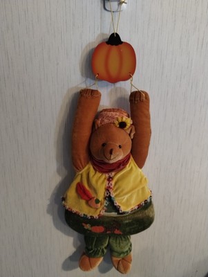 Sun Point Co. Fall Fat Bear Plush Hanging Wall Decor Pumpkin 26''