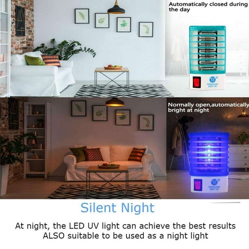 Electric Mosquito Fly Zapper Killer LED Lamp Bug Insect Trap Night Light Indoor - Picture 7 of 9