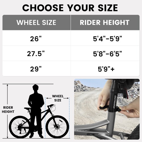 26 Inch Mountain Bike 21 Speed Steel Frame Dual Disc Brake Bicycle for Men Women - Picture 30 of 48