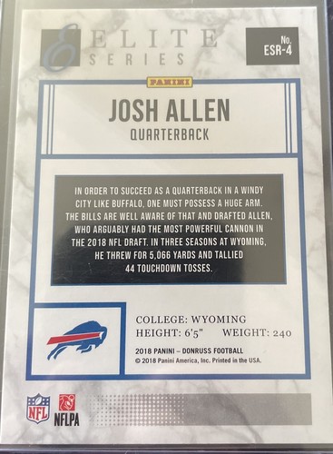 2018 Donruss The Elite Series Rookies #R4 Josh Allen Buffalo Bills A45 419 - Picture 2 of 2