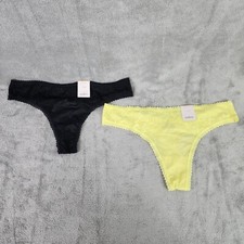 2 PK Womens MICRO THONG Auden Black  Yellow mixed lot Underwear Size M 8-10 