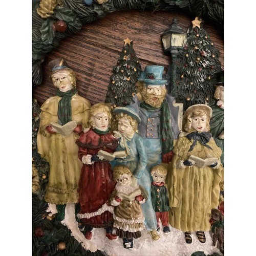 Old Tyme Time Carolers Xmas Christmas Wreath 1960s Hand Painted Free Shipping - Picture 4 of 12