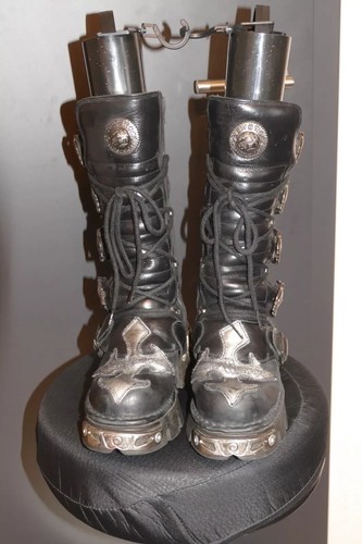 Damen Stiefel New Rock schwarz Silber Gr. 38 Gothic Metal Reaktor