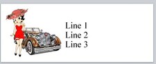 Personalized Address Labels Vintage lady Vintage Car (JX 407)