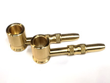 TWO LARGE SOLID BRASS SMOKING PIPES *TWO PACK* MADE IN USA !! LARGE BOWLS!!