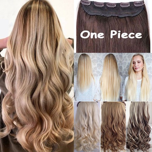Mega Thick One Piece Clip In Hair Extensions Straight Curly Wavy For Human Hair - Picture 1 of 60