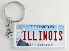 Illinois License Plate Aluminum Ultra-Slim Souvenir Keychain 2.5"x1.25"x0.06"