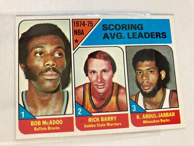 1975-76 Topps Basketball Leaders Jabbar /Barry / McAdoo #1 Crisp Sharp Corners