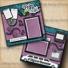 PROM NIGHT  2 premade scrapbook pages paper layout 4 album 12x12 BY DIGISCRAP