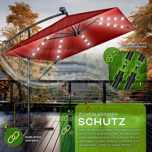 tillvex® Sonnenschirm LED Ø330cm Rechteckig Ampelschirm Gartenschirm Marktschirm - Afbeelding 8 van 49