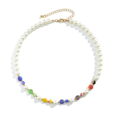 Perlenkette imitat für Herren bunte Acrylperlen Choker Schmuck für Cool - Bild 5 von 6