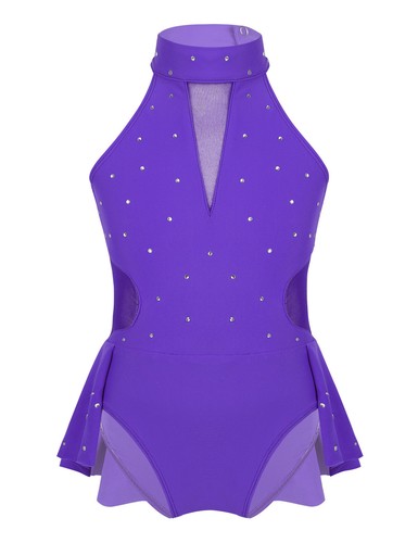 Kids Girls Ballet Dance Dress Sparkle Rhinestone Mesh Leotards Skating Costumes - Picture 16 of 52