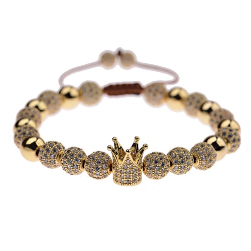 Hot Luxury Micro Pave CZ Crown Braided Adjustable Couple Bracelets For Men Women - Picture 15 of 22