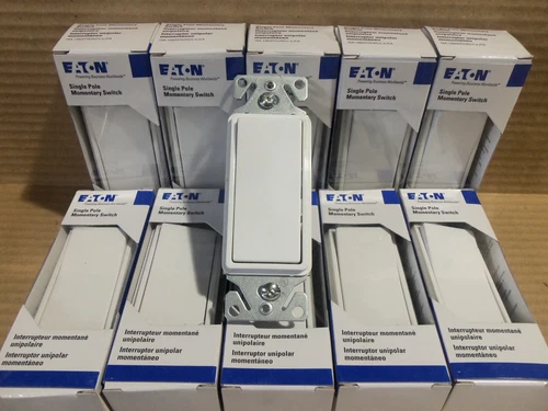 NEW LOT OF 11 EATON 7521W-BOX SINGLE POLE MOMENTARY SWITCH WHITE 15 AMP