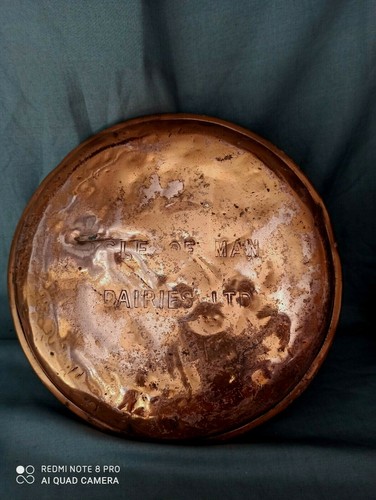 DECKEL OLD ISLE OF MAN DAIRIES LTD PLATTED COPPER ALTER MILCHKANISTERDECKEL - Bild 2 von 4