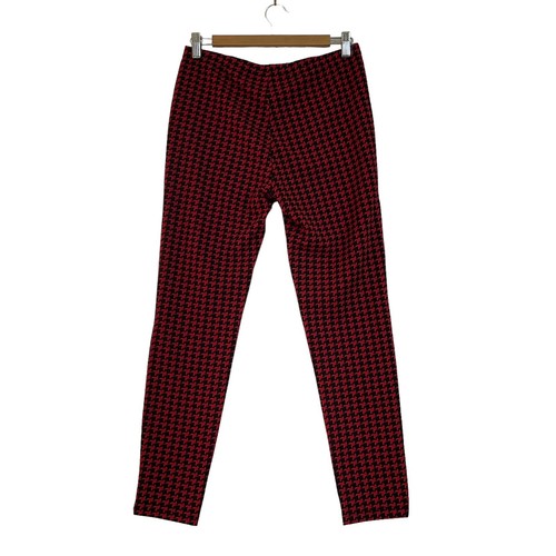 SHEIN Pants Size M Red Black Houndstooth Check Straight Elastic Waist Womens - Bild 4 von 11