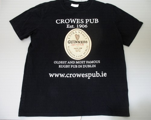 Guinness Crowes Pub Rugby T-Shirt Mens 2XL Dublin Ireland Black Tee Shirt - Picture 1 of 8