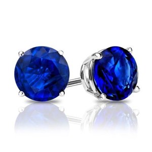 Estate-2ctw-Diamond-Cut-Blue-Sapphire-Round-Stud-Silver-Earrings
