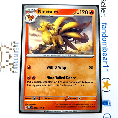 Ninetales card PRINTER HICKEY ERROR 029/197 SV Obsidian Flames
