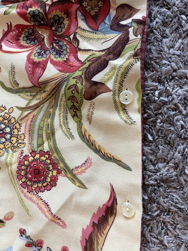 (2) ROSE TREE Jacobean Yellow Floral Pillow Shams Cases STANDARD/KING Striped - Picture 10 of 10