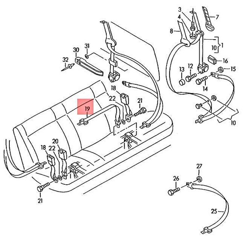 Genuine Lap Belt With Belt Reel For 3 Seater Bench Seat Center 253857809B - Picture 2 of 2