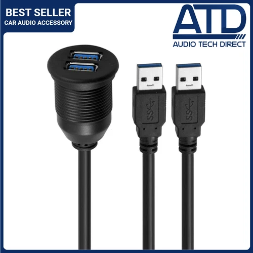 Double USB 3.0 Mâle À Femelle Voiture Tiret Panneau Flux Support Rallonge 1m Fil