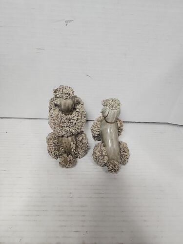 Vintage MCM Spaghetti Poodle Figurine Japanese Porcelain set of 2 puppies - Picture 3 of 7