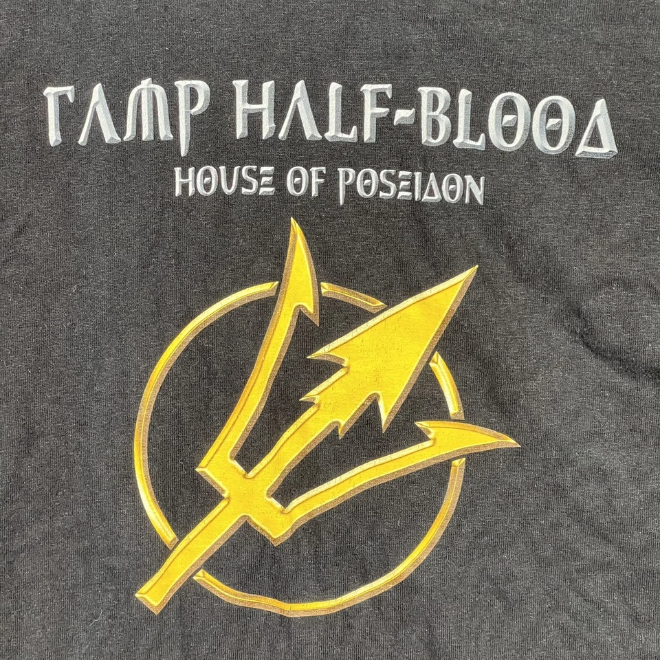 Camp Half-Blood House Of Poseidon T-shirt Youth Large YL 14/16 Black          R - Image 2 of 4