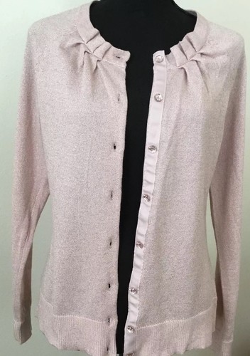 NWT New York & Company Pink Cardigan Sweater Size M Decor Buttons Long Sleeve - Picture 2 of 7
