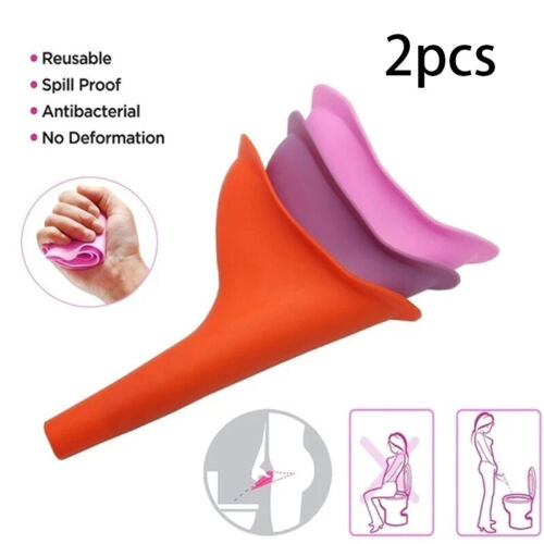2pcs Womens Urinal Wee Funnel Camping Travel Loo Outdoor Portable Urine Tools - Foto 4 di 15