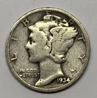 1934 Mercury Dime Silver Winged Liberty Head Philadelphia Mint Estate Coin