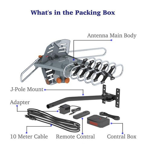 150miles TV Antenna Amplified Outdoor HD 1080P Digital Signal UHF VHF with Pole - Picture 11 of 12