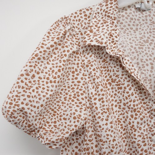 J.Crew Damen braun gepunktetes Muster Kurzarm Kragen Minikleid US 10/M - Bild 5 von 10