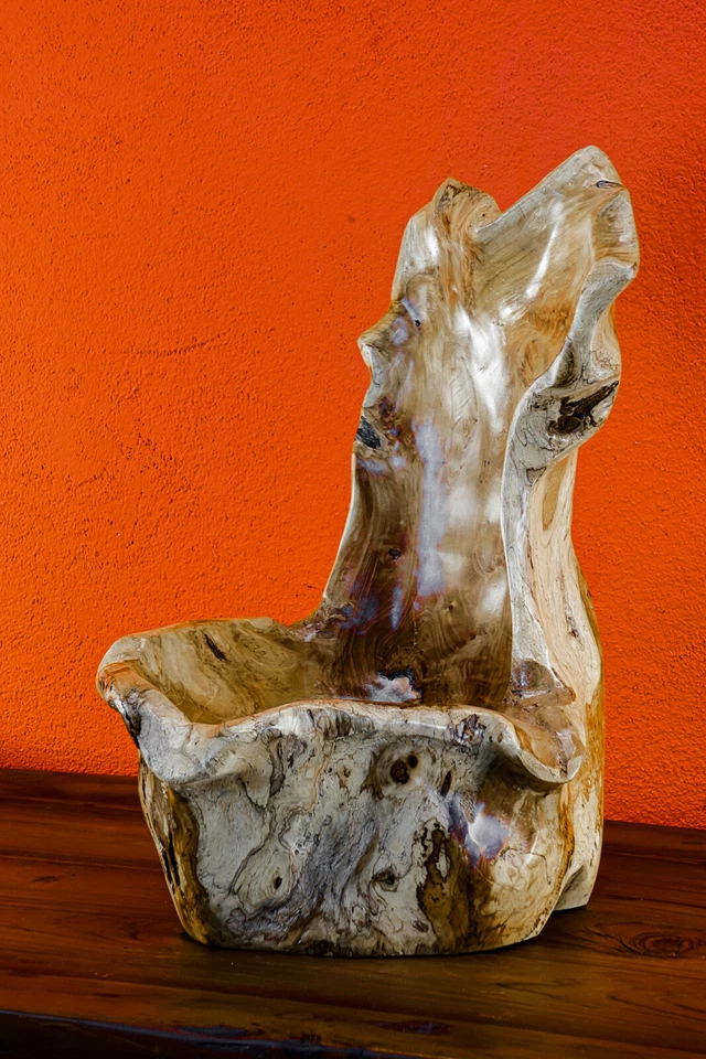 Wurzelholz Schale Übertopf Teak Holz Schale Orchideen Topf Dekoration Blumentopf - Bild 3 von 4