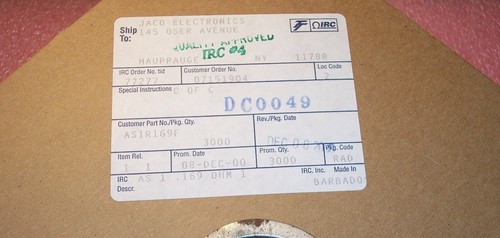 QTY (50) .169 Ohm 1W 1% PRECISION POWER WIREWOUND RESISTORS AS1-R169F IRC - Picture 2 of 4