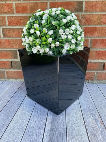 Blumenkübel Eckig Hochglanz Übertopf Schwarz Blumentopf Einsatz Set 4 - Bild 4 von 4