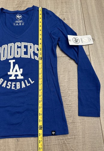 New With Tag Los Angeles Dodgers MLB '47 Brand Blue V-Neck Shirt Women's Small - Picture 6 of 10