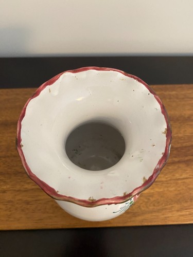 Handbemalte weiße Keramik Vase mit Blumen Italien - Bild 5 von 5