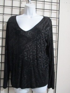 CHICO-039-S-TRAVELERS-1-WOMEN-039-S-MEDIUM-BLACK-KNIT-TOP-BLOUSE-L-K