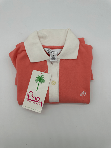 Lilly Pulitzer Polo Shirt For Women Color Block Logo 3/4 Button Short Sleeves Sz - Picture 3 of 5