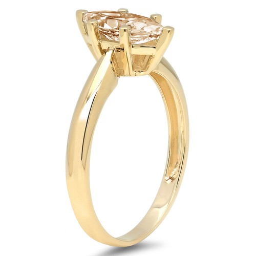 1.5Ct Marquise Cut Natural Morganite Solitaire Engagement Ring, 14K Yellow Gold - Picture 11 of 11